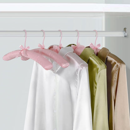 Satin Padded Hangers for Women Clothing 17-inch 5 Pack Pink