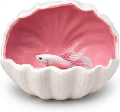Aquarium Decorations Cave Hideout for Betta Fish Shrimp Tank Seashell Pink | Hollow cave with open entry