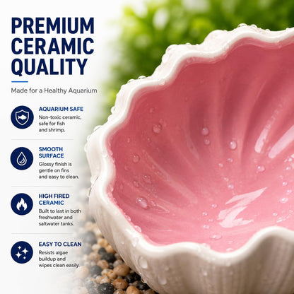 Aquarium Decorations Cave Hideout for Betta Fish Shrimp Tank Seashell Pink | Hollow cave with open entry