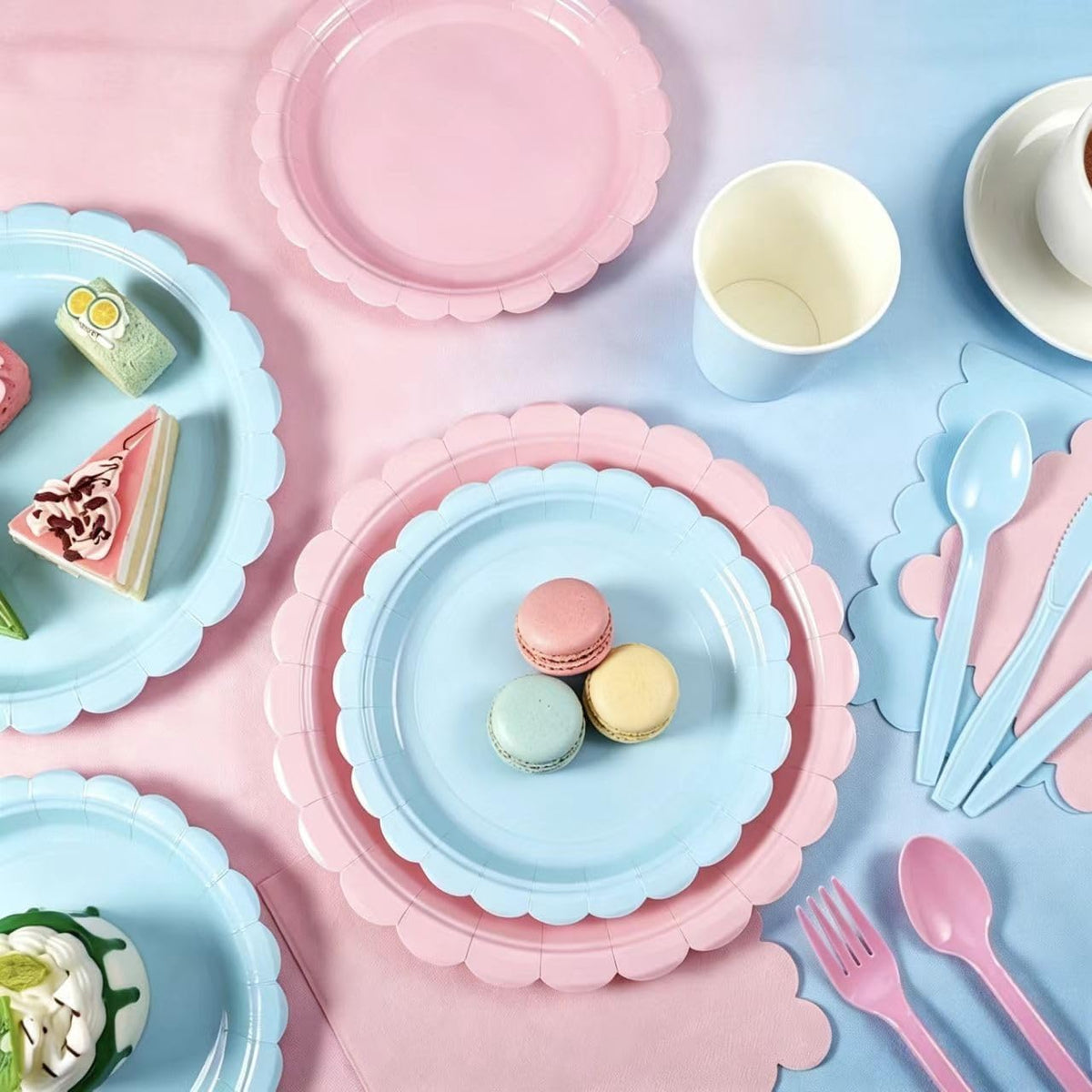 168 Pcs Baby Gender Reveal Plates and Napkins, Tableware set for 24 Guest | 9" Pink Blue Plates, 7" Dessert Plates for Boy or Girl Gender Reveal Party