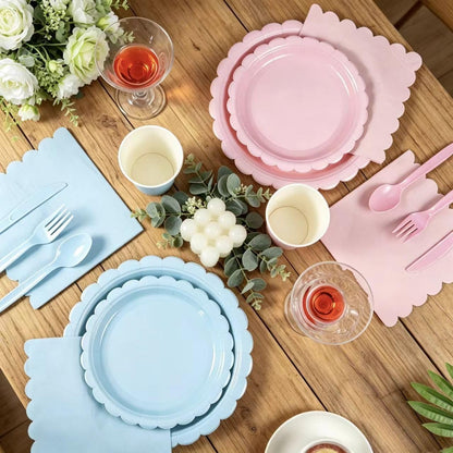 168 Pcs Baby Gender Reveal Plates and Napkins, Tableware set for 24 Guest | 9" Pink Blue Plates, 7" Dessert Plates for Boy or Girl Gender Reveal Party
