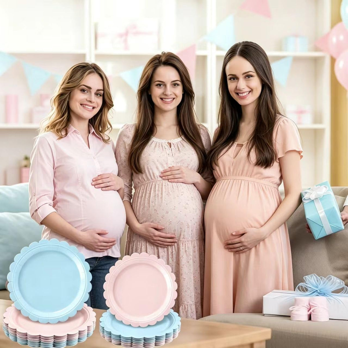 168 Pcs Baby Gender Reveal Plates and Napkins, Tableware set for 24 Guest | 9" Pink Blue Plates, 7" Dessert Plates for Boy or Girl Gender Reveal Party