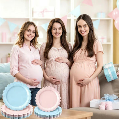 168 Pcs Baby Gender Reveal Plates and Napkins, Tableware set for 24 Guest | 9" Pink Blue Plates, 7" Dessert Plates for Boy or Girl Gender Reveal Party