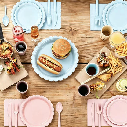 168 Pcs Baby Gender Reveal Plates and Napkins, Tableware set for 24 Guest | 9" Pink Blue Plates, 7" Dessert Plates for Boy or Girl Gender Reveal Party