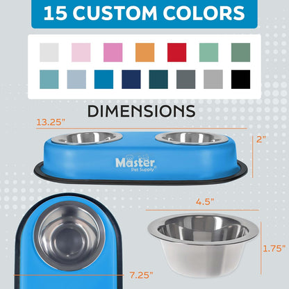 Double Dog Bowls Set with Elevated Base and 2 (8 oz) Stainless Steel Removable Dishes (Hyper Pink) – Double Cat Food Water Bowl, Dog Puppy Food Bowl Set, Rust Resistant