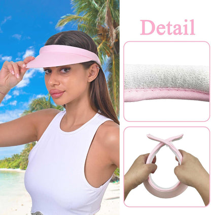 Sun Visor Hats Women Wide Brim Adjustable Clip On Visors Beach Men Hat