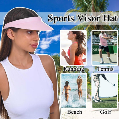Sun Visor Hats Women Wide Brim Adjustable Clip On Visors Beach Men Hat