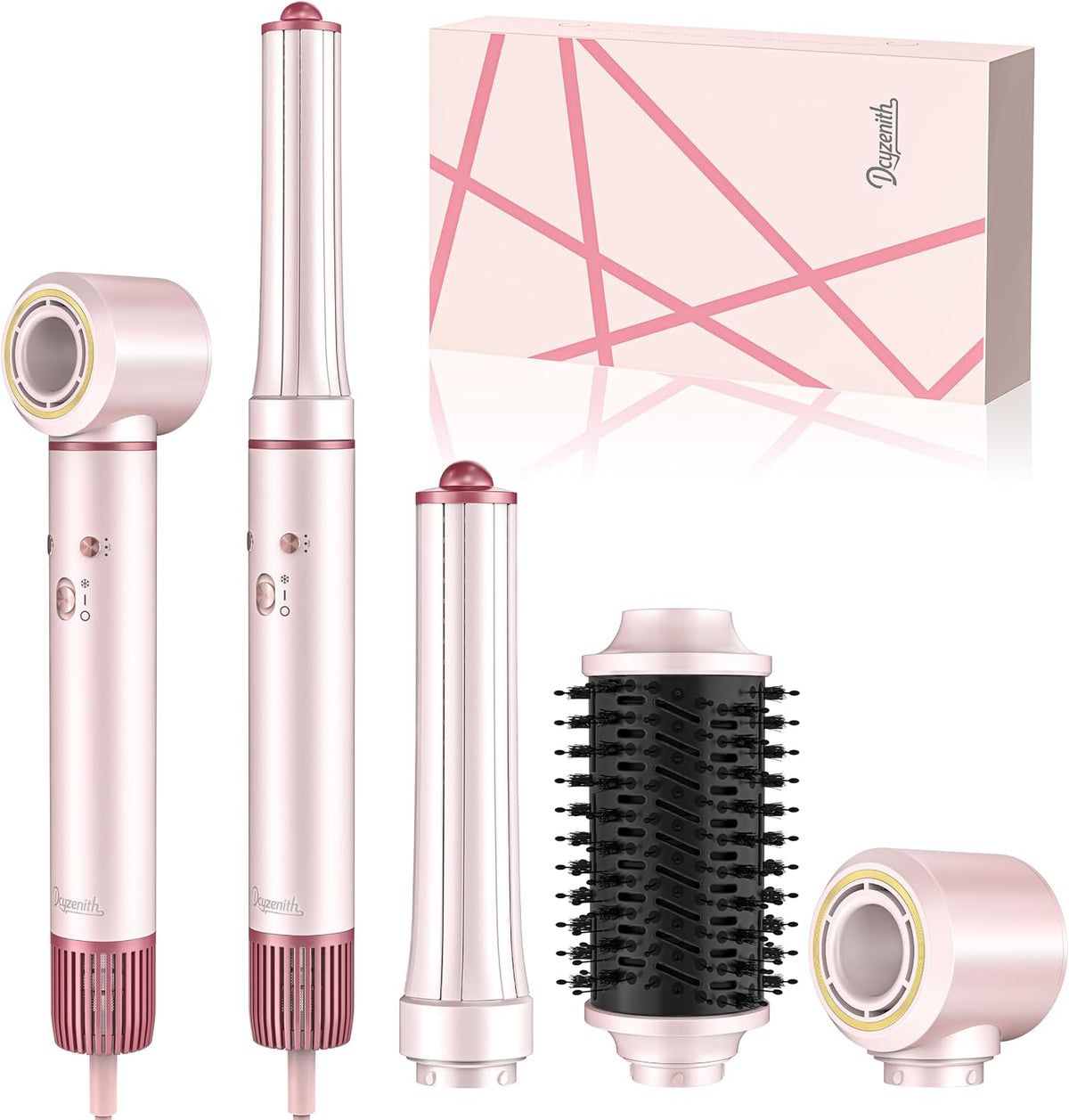 High-Speed Hair Dryer Brush, 3-in-1 Hot Air Styler with Dual-Direction Auto-Wrap Curler, 720 Million Ionic Blow Dryer Brush Fast Drying & Frizz-Free Styling,Includes Travel Bag, Pink