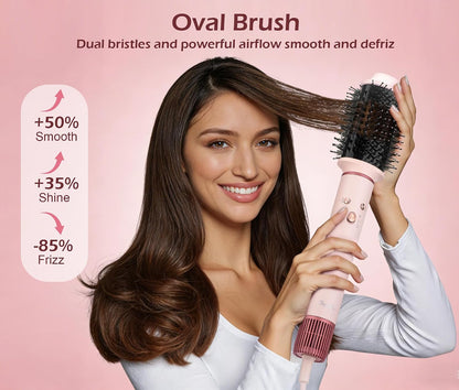 High-Speed Hair Dryer Brush, 3-in-1 Hot Air Styler with Dual-Direction Auto-Wrap Curler, 720 Million Ionic Blow Dryer Brush Fast Drying & Frizz-Free Styling,Includes Travel Bag, Pink