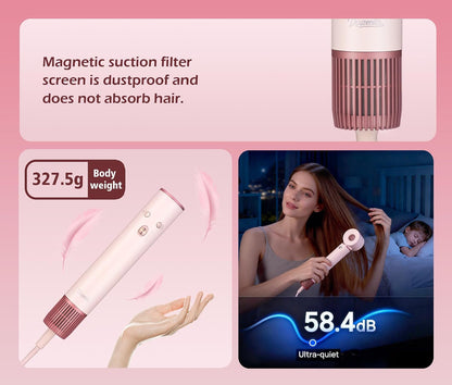 High-Speed Hair Dryer Brush, 3-in-1 Hot Air Styler with Dual-Direction Auto-Wrap Curler, 720 Million Ionic Blow Dryer Brush Fast Drying & Frizz-Free Styling,Includes Travel Bag, Pink