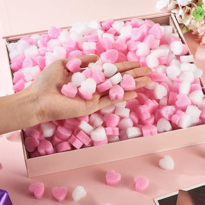 Beadthoven 300Pcs Valentine Gift Box Fillers Shreds Mini Heart Foam Beads Pink White Gift Baskets Fillers Box Stuffing Balls for Wedding Holiday Bridal Shower Craft Packing DIY Decoration Supplies