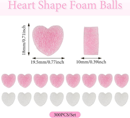Beadthoven 300Pcs Valentine Gift Box Fillers Shreds Mini Heart Foam Beads Pink White Gift Baskets Fillers Box Stuffing Balls for Wedding Holiday Bridal Shower Craft Packing DIY Decoration Supplies
