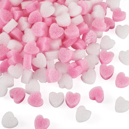 Beadthoven 300Pcs Valentine Gift Box Fillers Shreds Mini Heart Foam Beads Pink White Gift Baskets Fillers Box Stuffing Balls for Wedding Holiday Bridal Shower Craft Packing DIY Decoration Supplies
