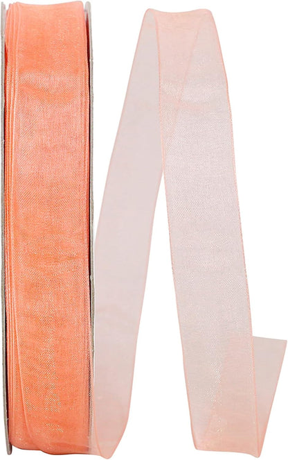 5/8in. Wide Sheer Organza Ribbon - 25 Yards (Peach)