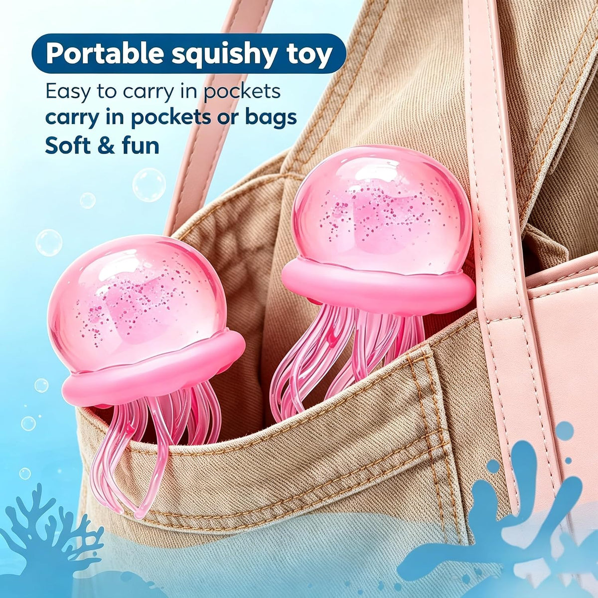 Jellyfish Squeeze Toys, Malt Sugar Balls , Sensory Toy with a Super Solid Squish for Adult, Squishy Ultra Squishy and Moldable Slow Rise (Pink)