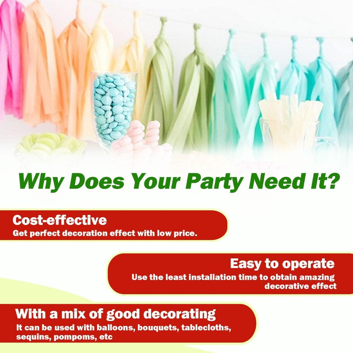 Peach Tassel Garland 20 Pcs, Tissue Paper Tassels Garland Banner for Party Birthday Wedding Decoration Supplies Table Decor Balloon Tails