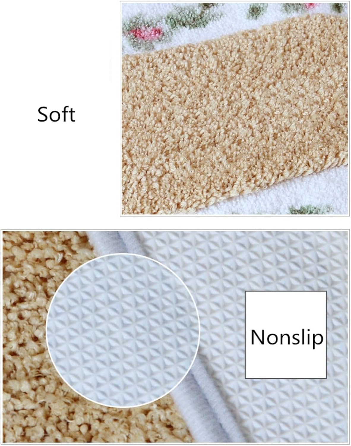 Pretty Floral Rural Style Rug, Soft Non-Slip Embroidered Oval Doormat Floor Mat Bath Mat, Bathroom Shower Rug Bedroom Living Room Carpet (15.7x23.6inches, Pink)