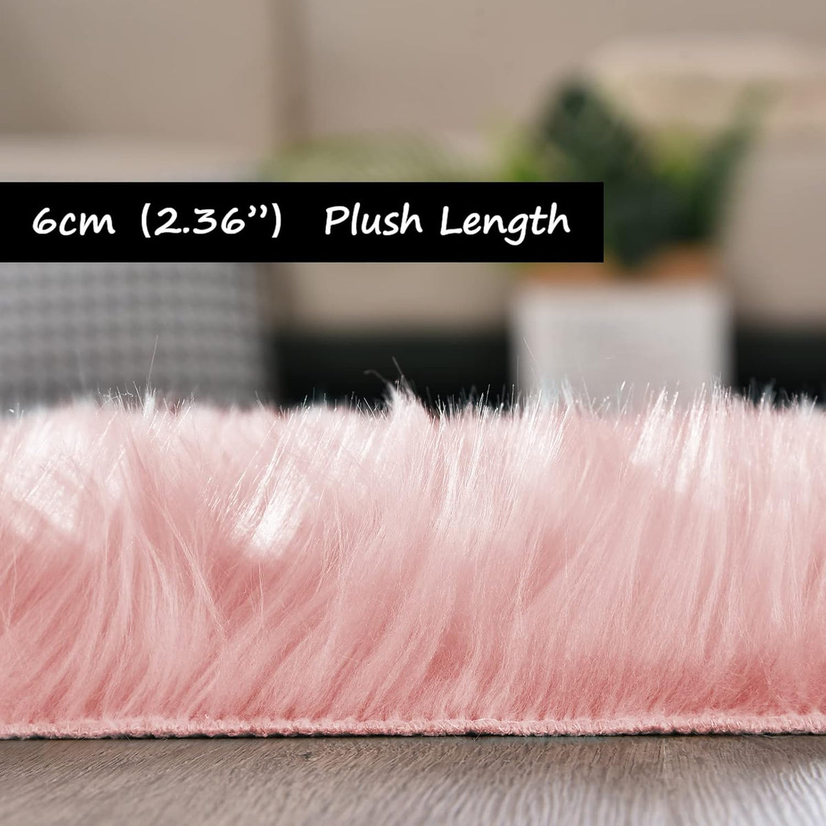 Pink Fluffy Fur Rug Fuzzy Furry Faux Sheepskin Pink Carpet 2x3 for Girls Bedroom Bedside Playroom Small Decor Cute Plush Washable Rectangle