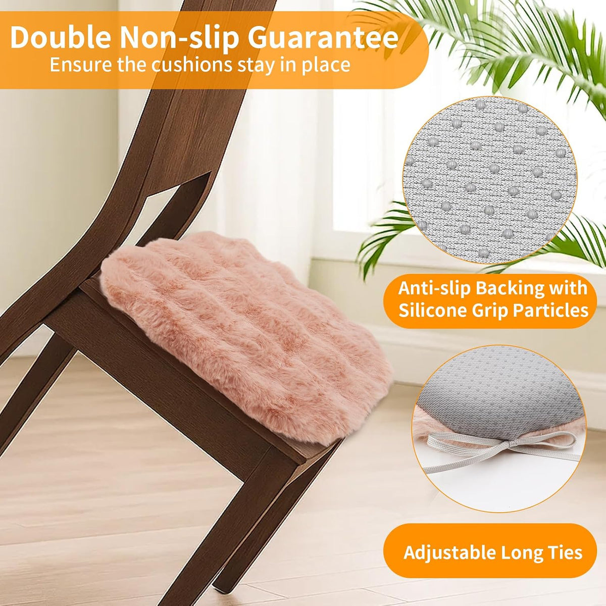 Square Chair Pads Memory Foam Plush Seat Cushion Pink 14 x 14 Inch