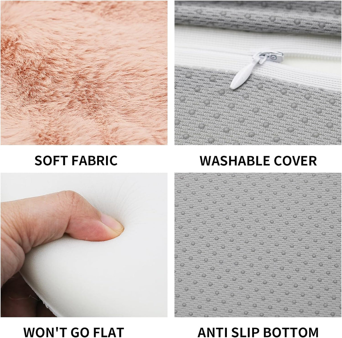 Square Chair Pads Memory Foam Plush Seat Cushion Pink 14 x 14 Inch