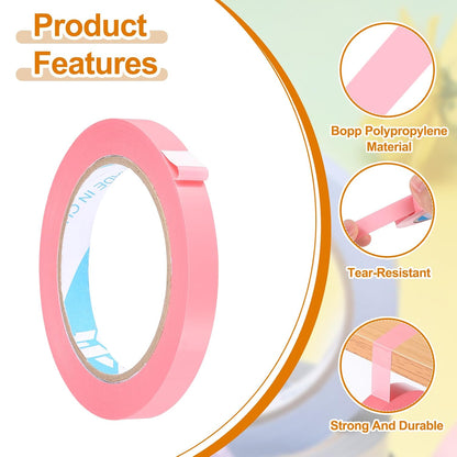 10 Pcs Poly Bag Sealing Tape, 1/2" x 100 Yard Plastic Bag Sealer Tape Packaging Sealing for Shops Packaging Food Vegetable Meat Cake Bread Freezer Ice, Pink
