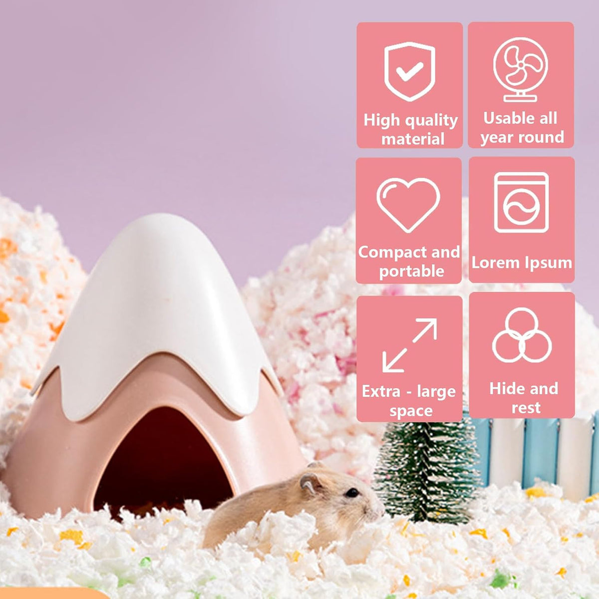 Hamster Hideout, Snowy Mountain Shape Hamster Hide House