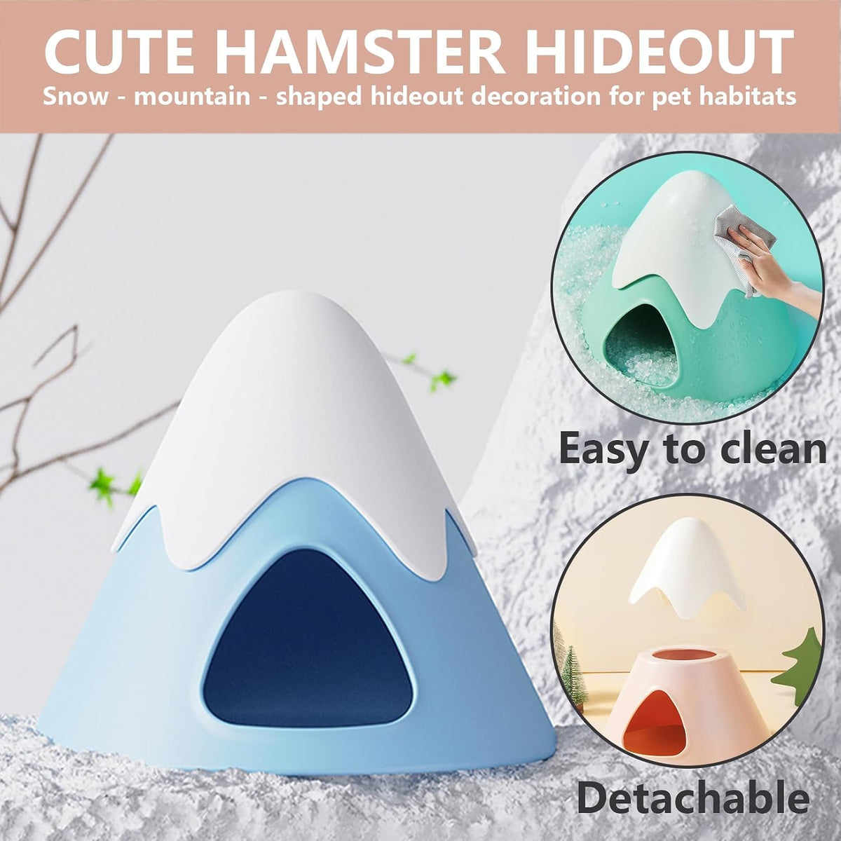 Hamster Hideout, Snowy Mountain Shape Hamster Hide House