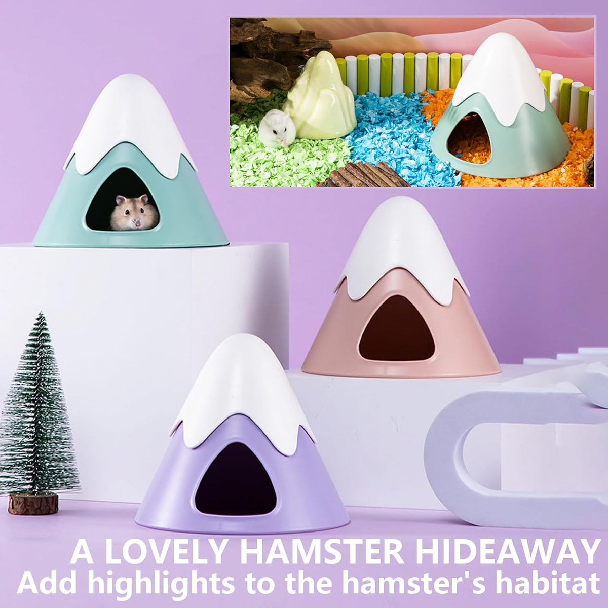 Hamster Hideout, Snowy Mountain Shape Hamster Hide House