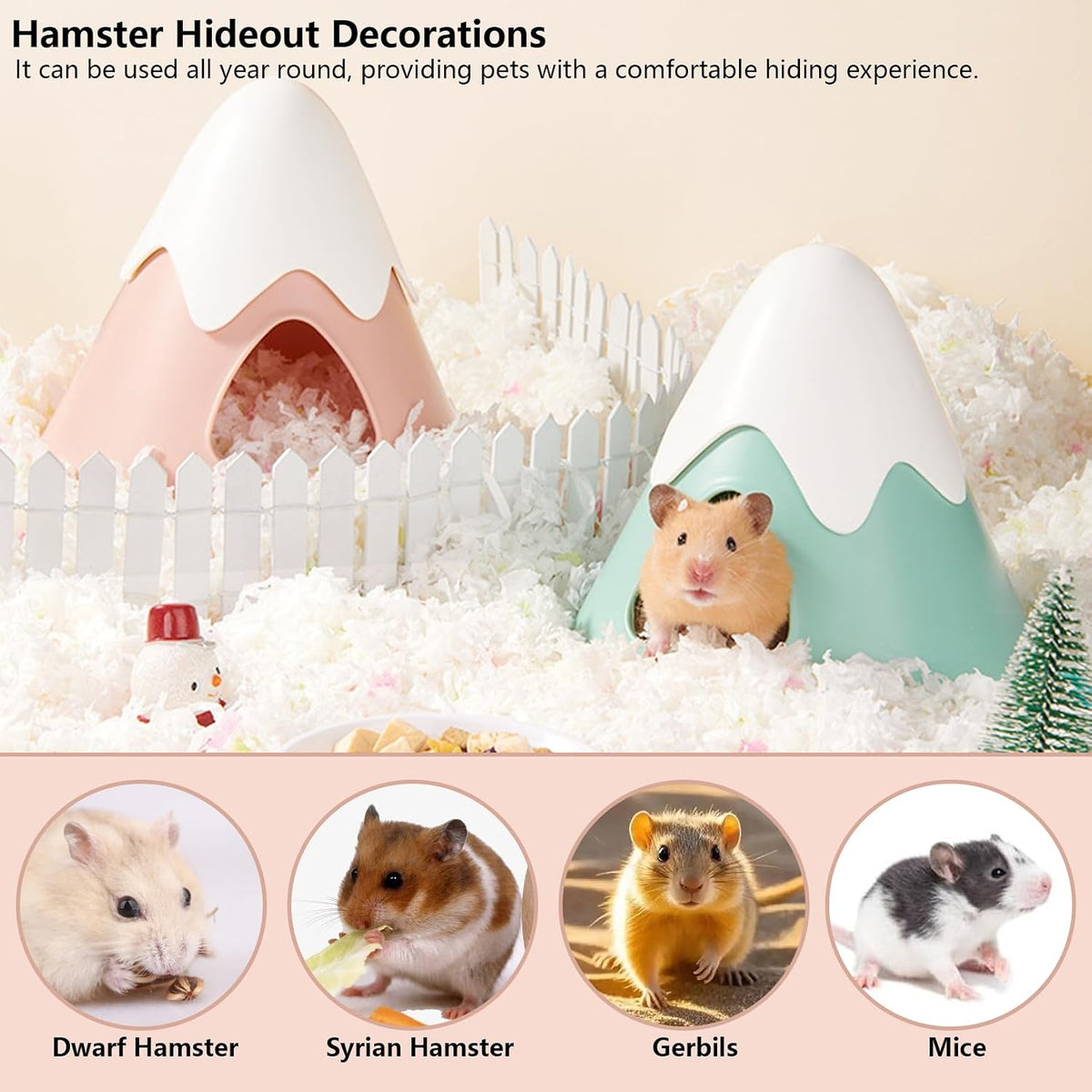 Hamster Hideout, Snowy Mountain Shape Hamster Hide House