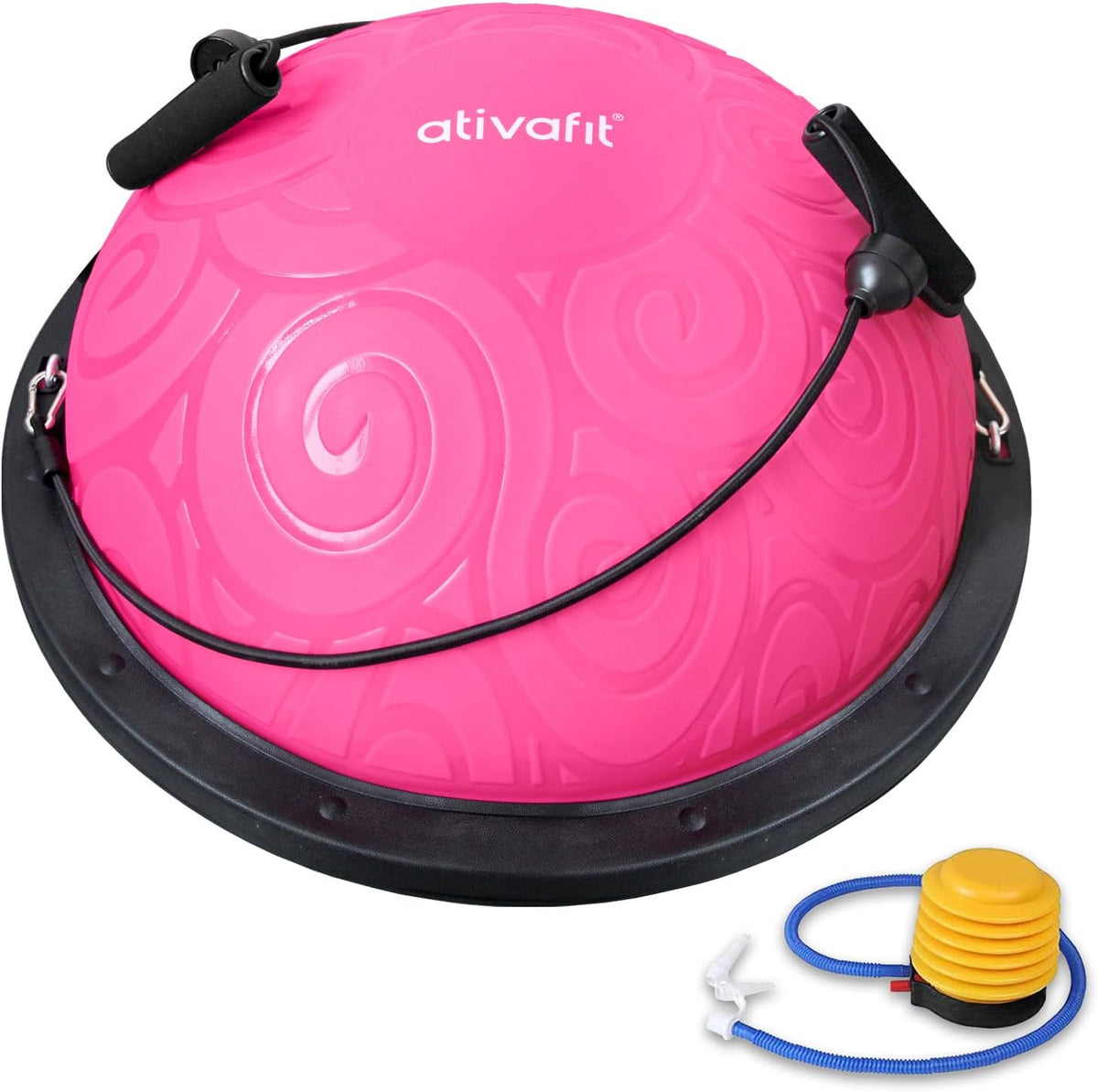 Balance Ball Trainer - Half Exercise Ball with Inflation Pump & Resistance Bands - Anti-Burst PVC Stability Trainer for Home Gym, Yoga, Core Training - 660 lbs Capacity
