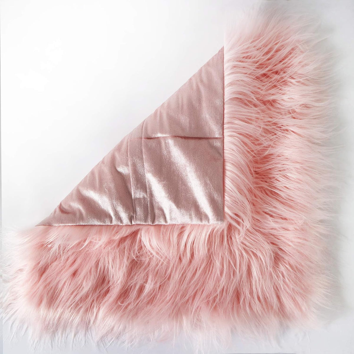 Faux Fur Throw Pillow Covers 18x18 Inch Home Decor Luxury Long Fur Mongolian Soft Square Cushion Cover 100% Polyester Floor Pillowcase for Couch 45x45cm, Pink, 2 Pieces