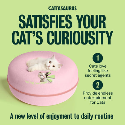 Peekaboo Cat Cave Donut for Multiple & Large Cats up to 30-45 lbs, 3-in-1 Self Warming Cat Bed, Tunnel & Scratcher for Indoor Cats, Washable & Detachable Small Dog Bed (Pink, Large)