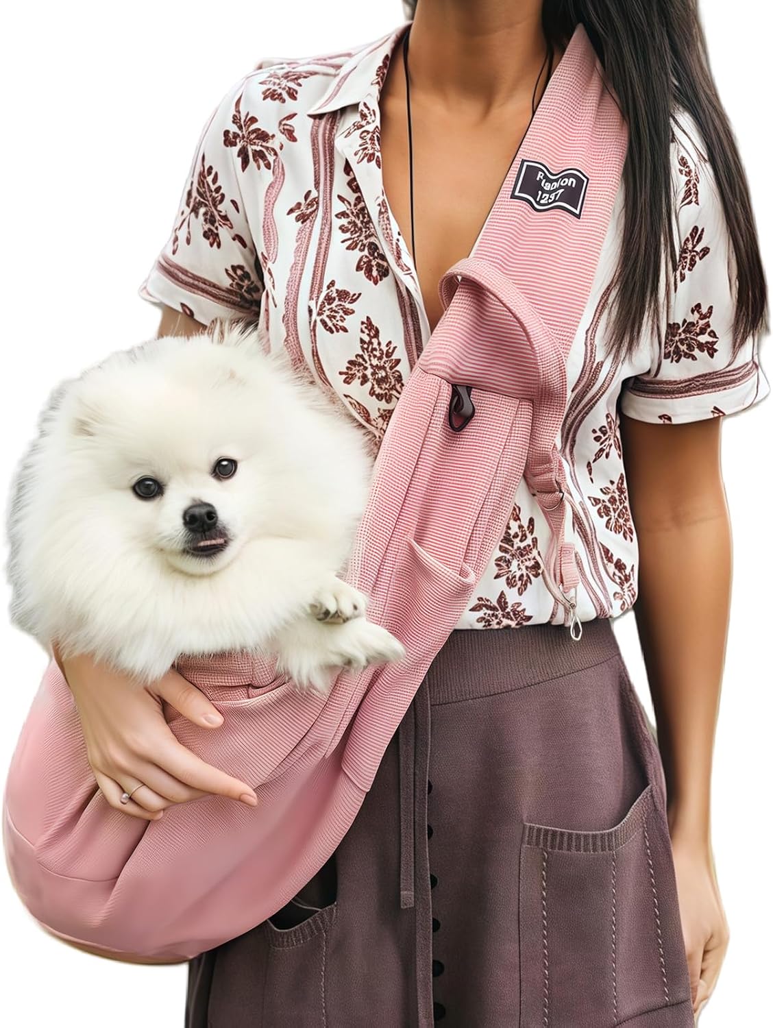 Dog Sling Carrier Soft Breathable for Small Dogs Cats 3-12 lbs,Pink