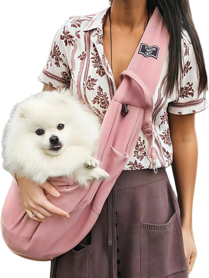 Dog Sling Carrier Soft Breathable for Small Dogs Cats 3-12 lbs,Pink