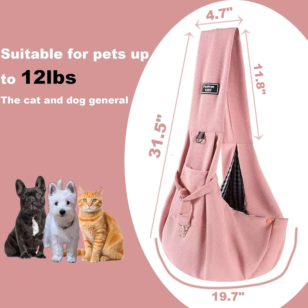 Dog Sling Carrier Soft Breathable for Small Dogs Cats 3-12 lbs,Pink