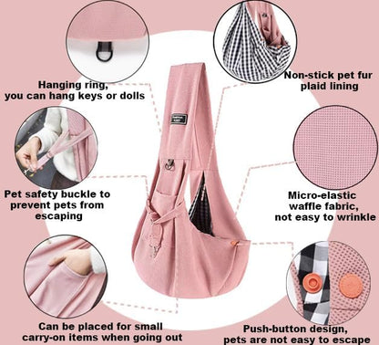 Dog Sling Carrier Soft Breathable for Small Dogs Cats 3-12 lbs,Pink