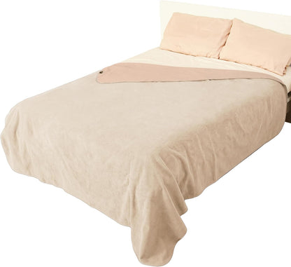 Catalonia Waterproof Bed Blanket, Washable Reversible Furniture Protector | Camel/Taupe Double-Sided Fleece, Leakproof Protection for Bed, Sofa and Couch, Resists Spills, Stains and Everyday Messes