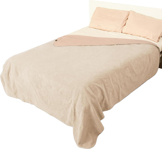 Catalonia Waterproof Bed Blanket, Washable Reversible Furniture Protector | Camel/Taupe Double-Sided Fleece, Leakproof Protection for Bed, Sofa and Couch, Resists Spills, Stains and Everyday Messes