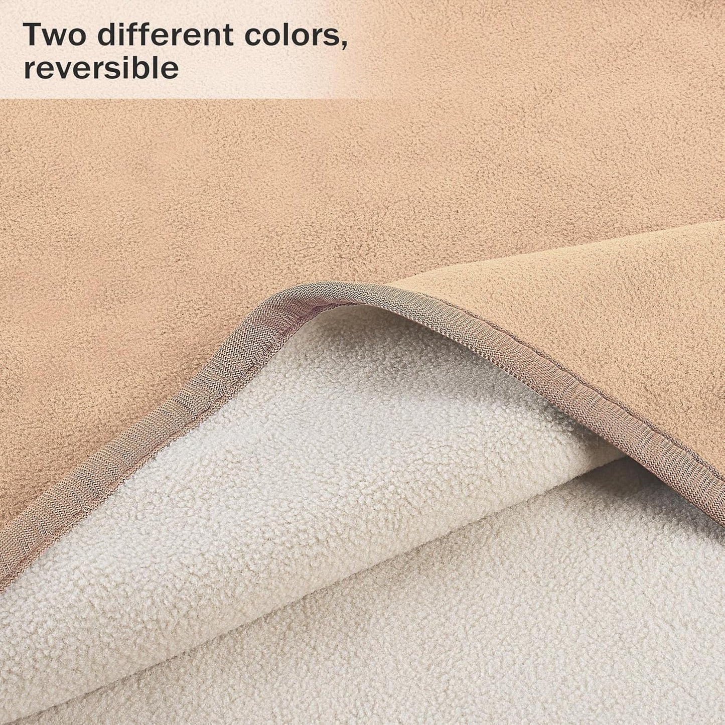 Catalonia Waterproof Bed Blanket, Washable Reversible Furniture Protector | Camel/Taupe Double-Sided Fleece, Leakproof Protection for Bed, Sofa and Couch, Resists Spills, Stains and Everyday Messes