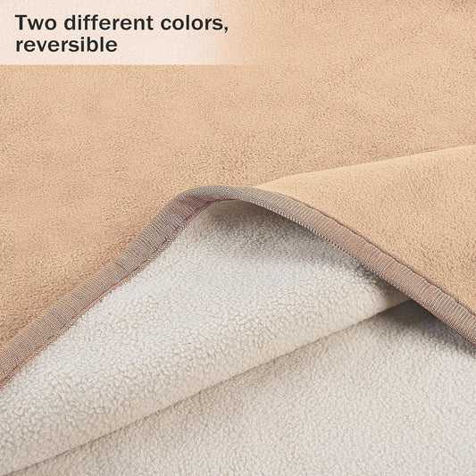 Catalonia Waterproof Bed Blanket, Washable Reversible Furniture Protector | Camel/Taupe Double-Sided Fleece, Leakproof Protection for Bed, Sofa and Couch, Resists Spills, Stains and Everyday Messes