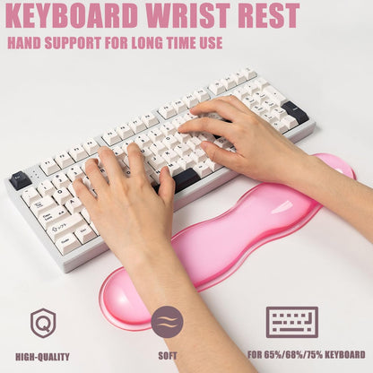 Gel Keyboard and Mouse Wrist Rest Set, Pink Wrist Pad for Computer Keyboard