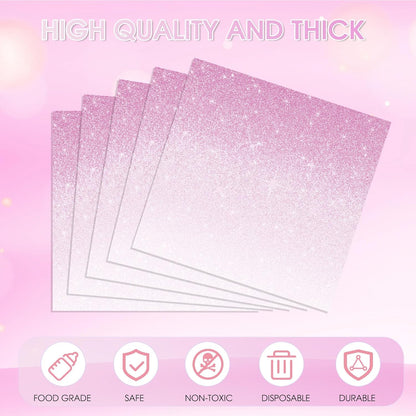 40 Pack Pink Ombre Disposable Paper Napkins, 2-Ply Decorative Luncheon Napkins 6.5x6.5 Inch, Gradient Party Napkins for Birthday, Baby Shower, Wedding, Bridal Shower, Girl's Party Decorations