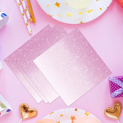 40 Pack Pink Ombre Disposable Paper Napkins, 2-Ply Decorative Luncheon Napkins 6.5x6.5 Inch, Gradient Party Napkins for Birthday, Baby Shower, Wedding, Bridal Shower, Girl's Party Decorations