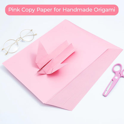 100 Sheets Pink Copy Printing Paper, 8.3 X 11.7 inch Colored Printer Papers, Pink Construction Paper for Card Making Scrapbooking School Office Party DIY Craft