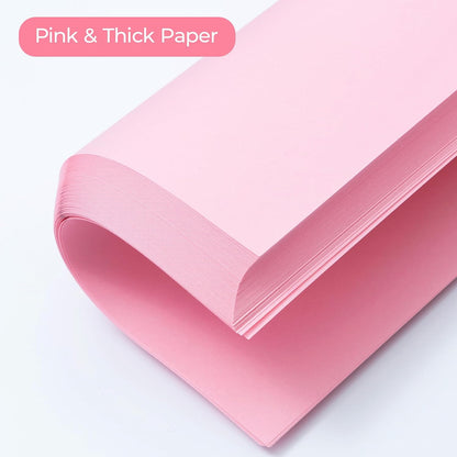 100 Sheets Pink Copy Printing Paper, 8.3 X 11.7 inch Colored Printer Papers, Pink Construction Paper for Card Making Scrapbooking School Office Party DIY Craft
