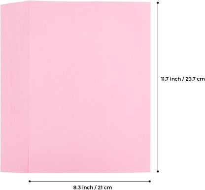 100 Sheets Pink Copy Printing Paper, 8.3 X 11.7 inch Colored Printer Papers, Pink Construction Paper for Card Making Scrapbooking School Office Party DIY Craft