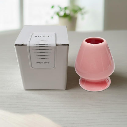 Matcha Whisk Holder – Ceramic Chasen Stand for Bamboo Matcha Whisk, Japanese Tea Set Accessory (Pink)