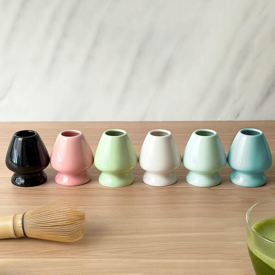 Matcha Whisk Holder – Ceramic Chasen Stand for Bamboo Matcha Whisk, Japanese Tea Set Accessory (Pink)