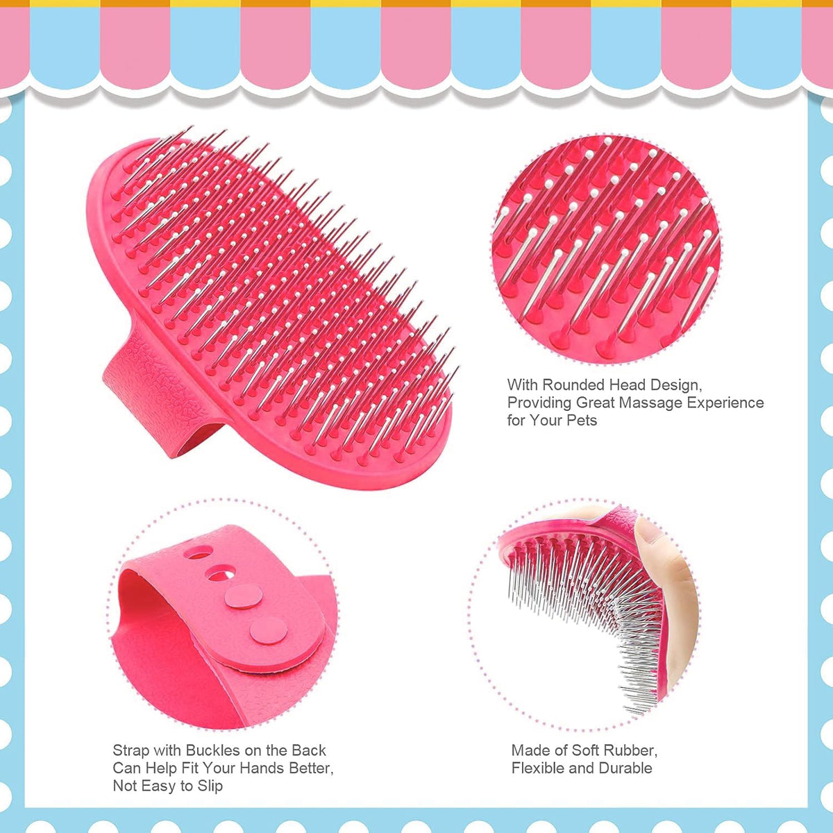 Rabbit Grooming Kit, Rabbit Brush for Shedding with Bunny Nail Clipper, Rabbit Nail Trimmers with Pet Combs for Hamster Guinea Pig Ferret (Pink)
