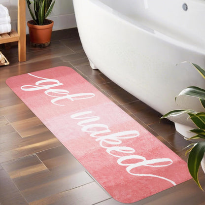 Get Naked Bath Mat Pink, Long Runner Mat Cute Fun Bath Rugs for Bathroom Floor Non-Slip Shower Bath Mats for Bathtub Inside Shower Machine Washable, 47"x17"
